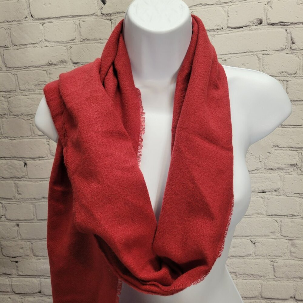 Style & Co Fringe Detail Solid Soft Wrap- Red